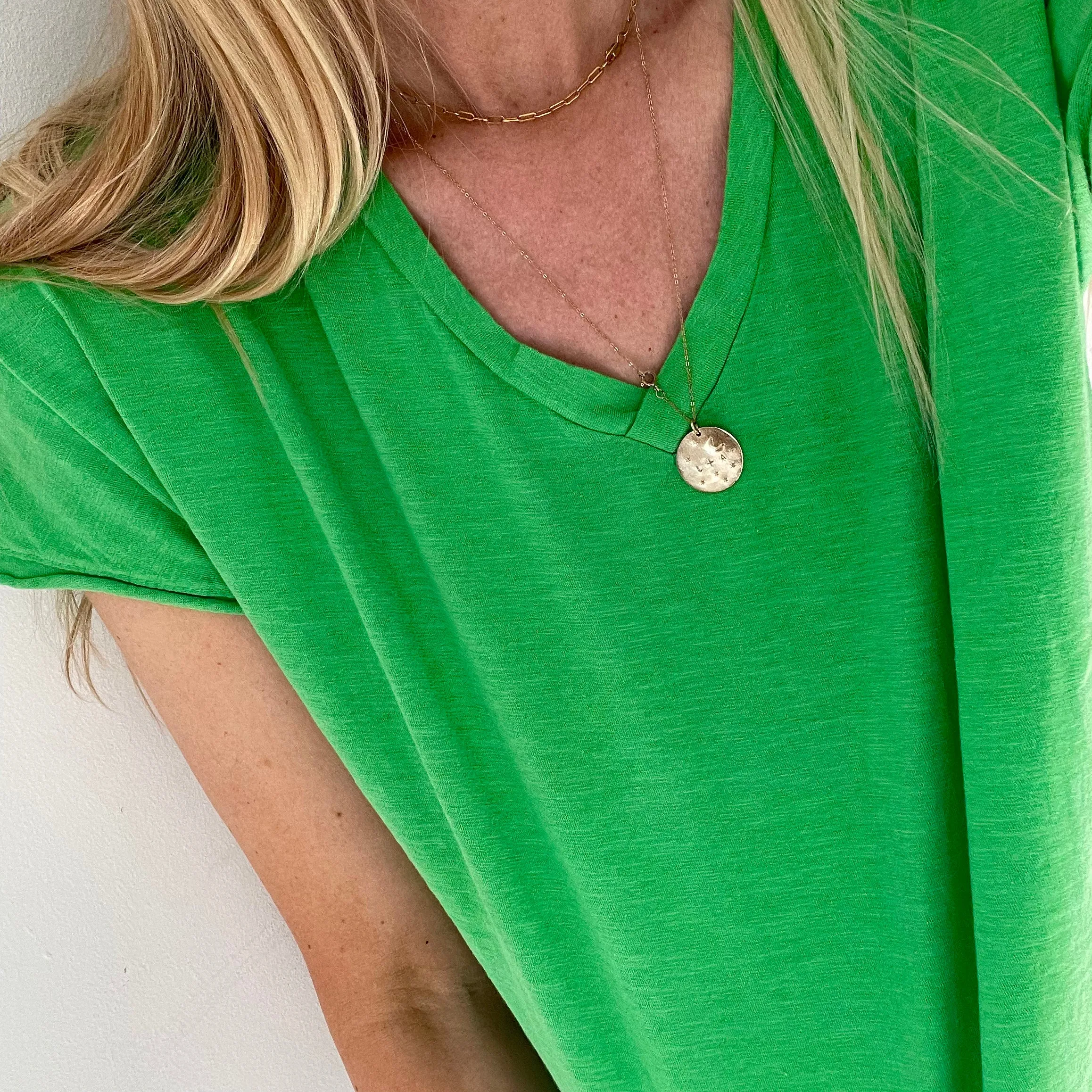 Neon green V neck tee *relaxed style*