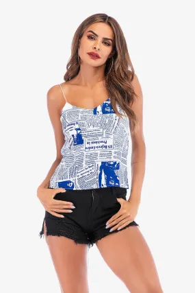 Newspaper Print Camisole Tank Tops