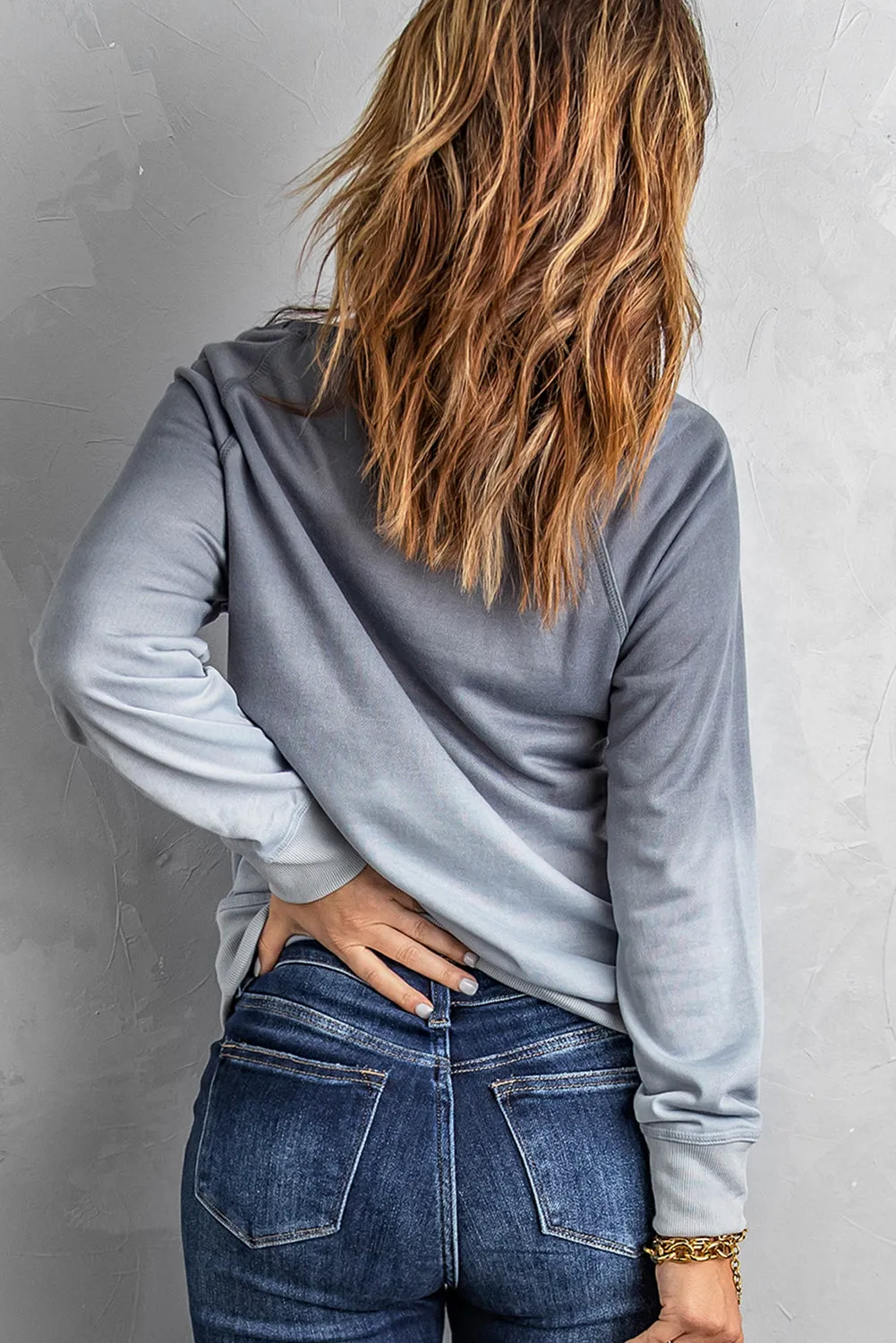 Ombre Crewneck Long Sleeve Sweatshirt