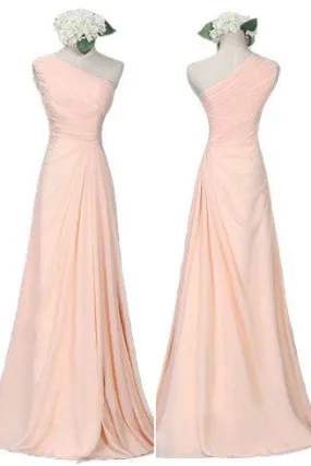 One Shoulder Bridesmaid Dress,Long Chiffon Bridesmaid Dress,Cheap Prom Dress,SVD605