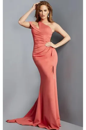 One Shoulder High Slit Evening Gown