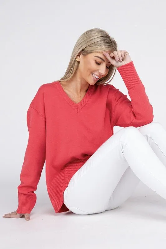 Pink V-Neck Sweater