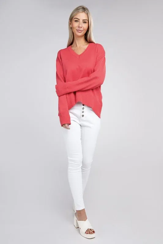 Pink V-Neck Sweater