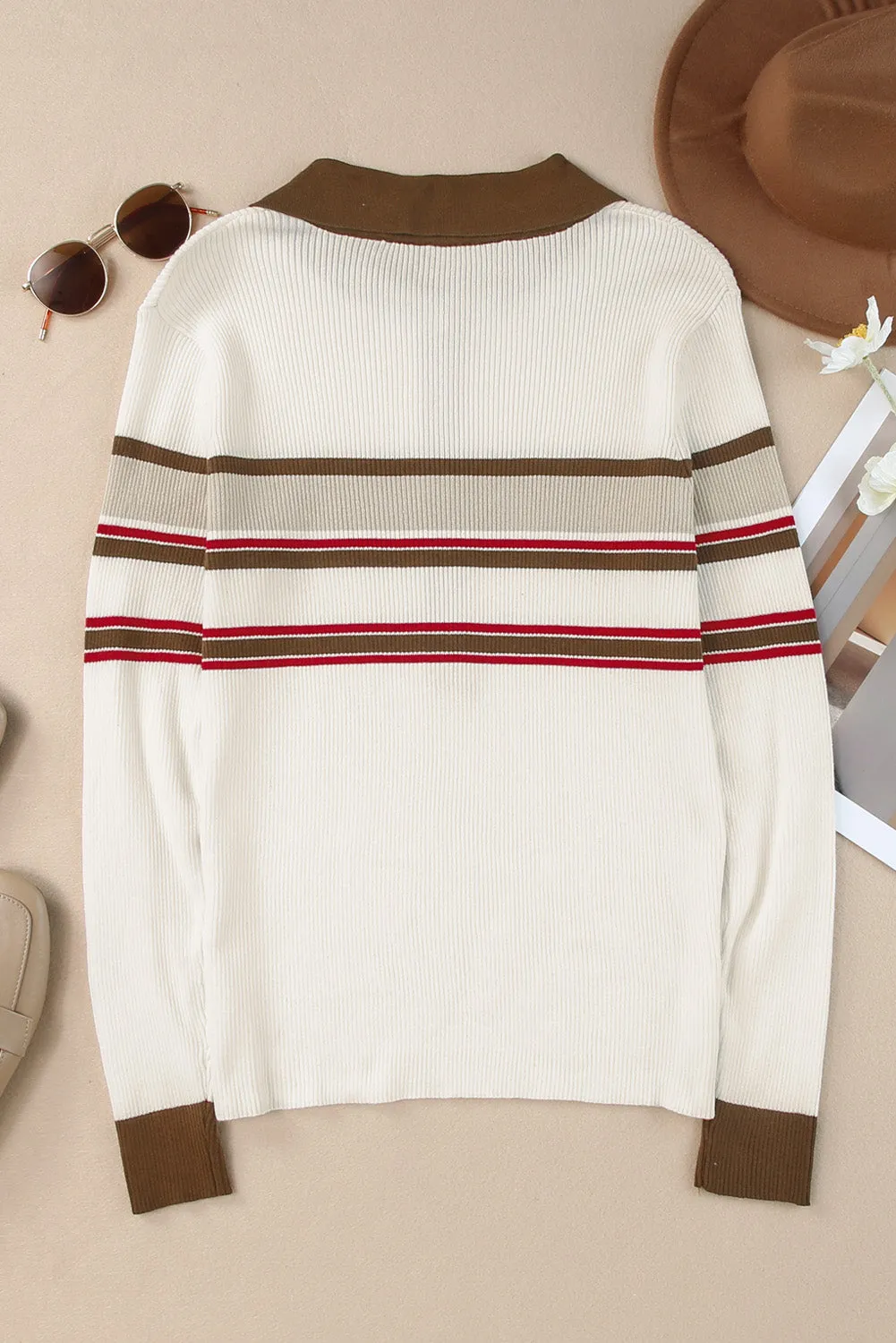 Rib Knitted Henley Sweater