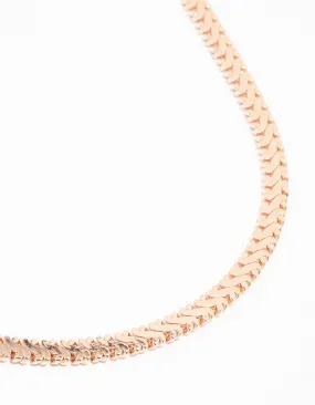 Rose Gold Plated Flat Edged Detailed Necklace