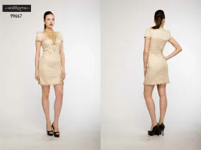 Saboroma 99667 Gold Cocktail Dress