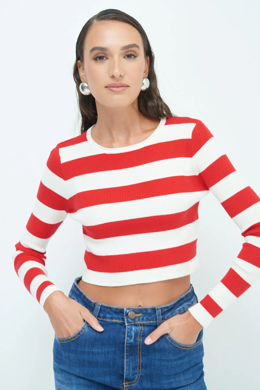 Striped ribbed crop top wholesale