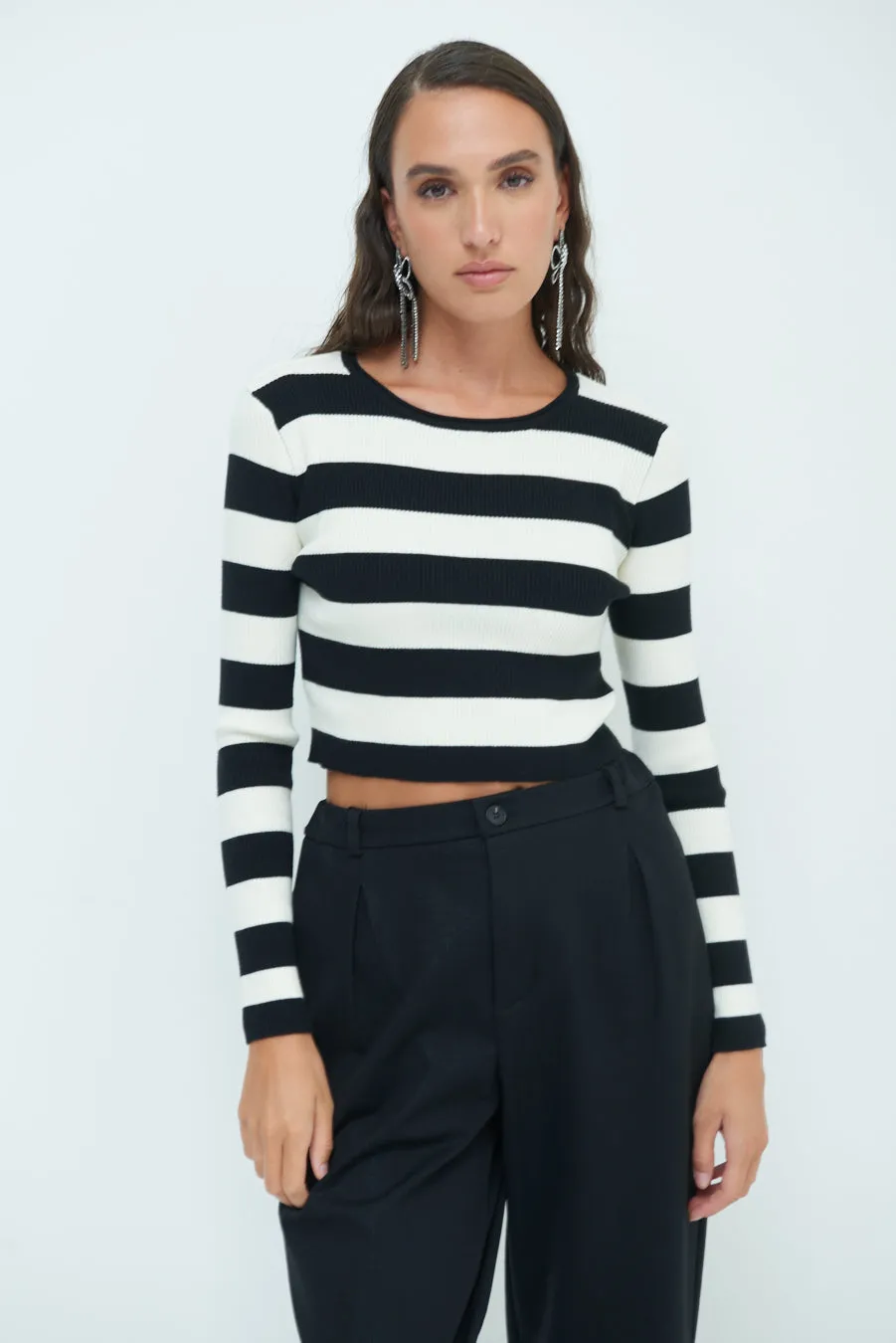 Striped ribbed crop top wholesale