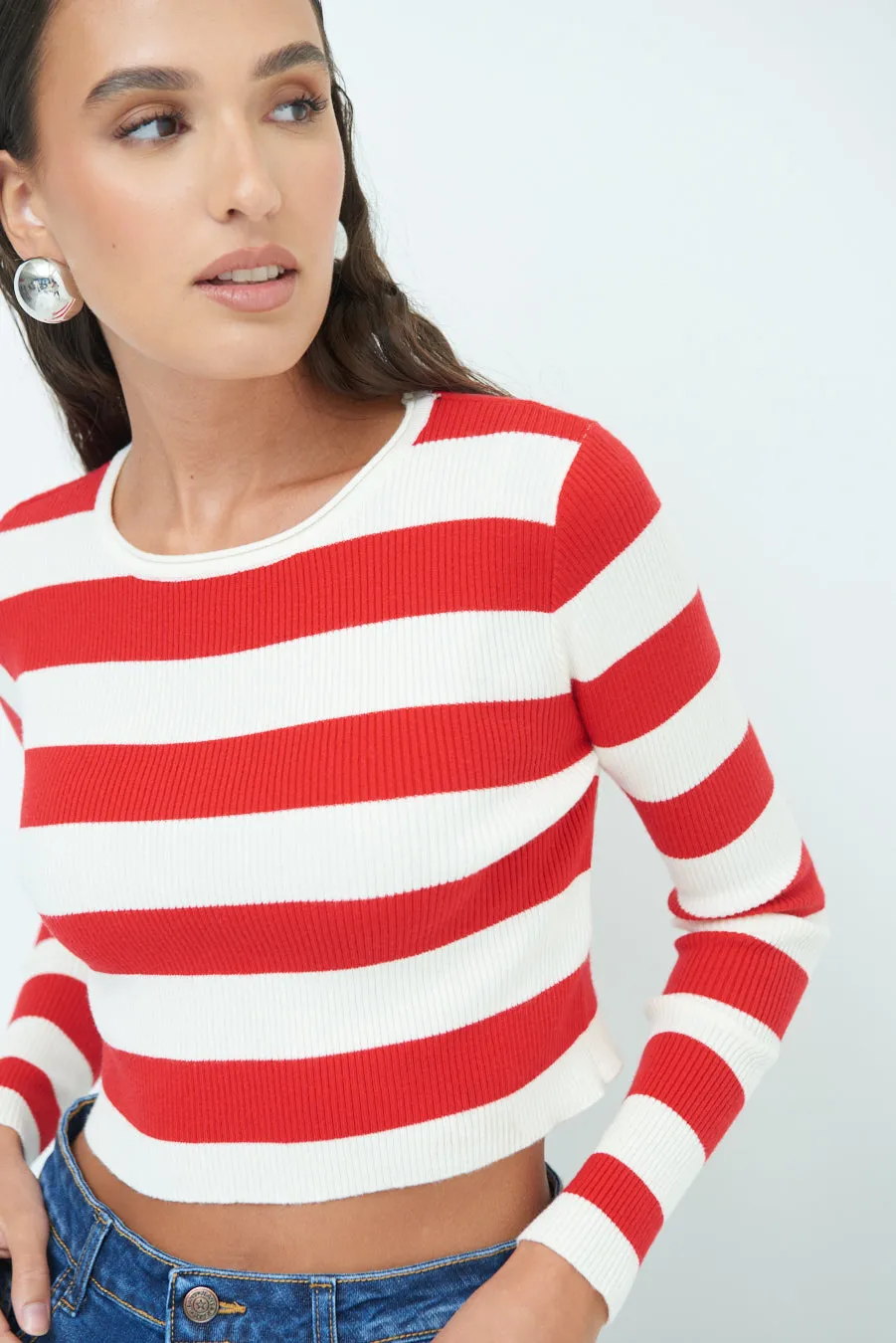 Striped ribbed crop top wholesale