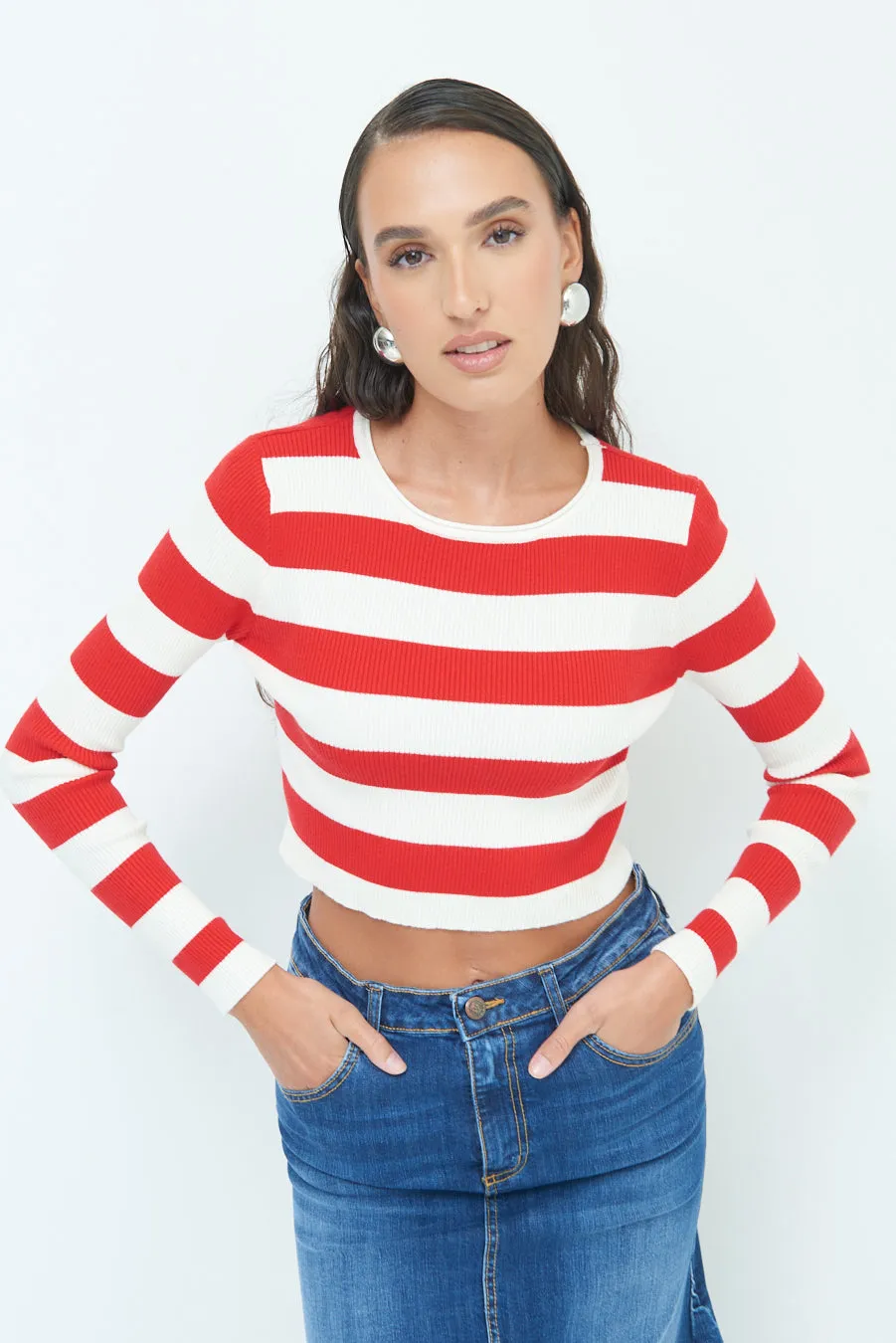 Striped ribbed crop top wholesale