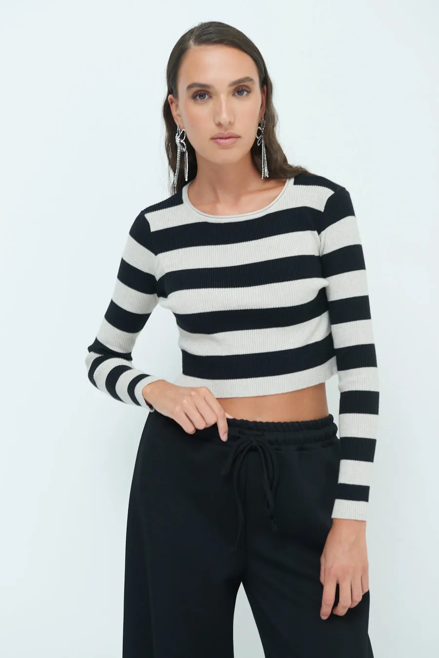 Striped ribbed crop top wholesale