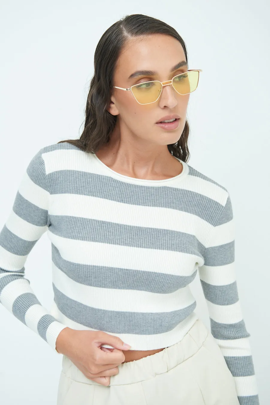 Striped ribbed crop top wholesale