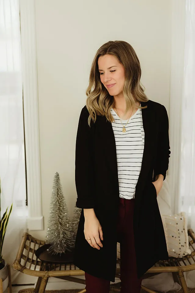 Suede Long Blazer