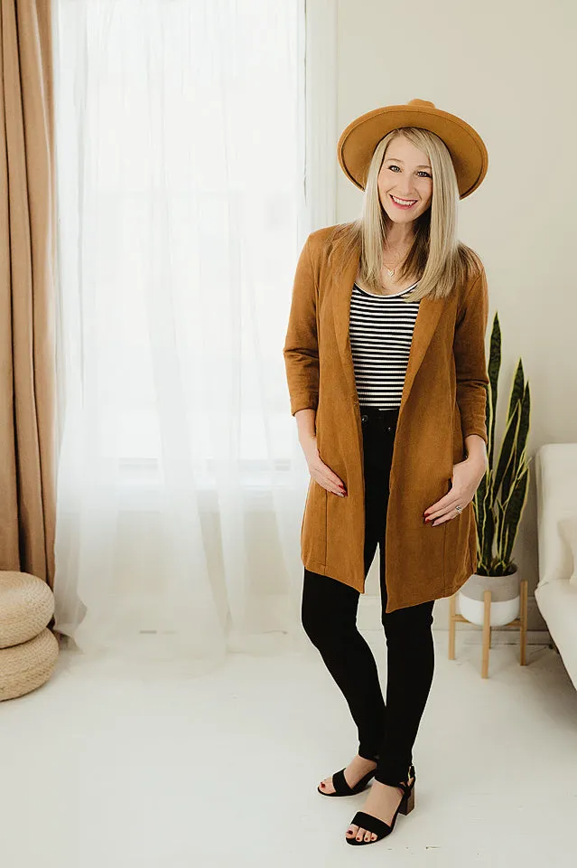 Suede Long Blazer