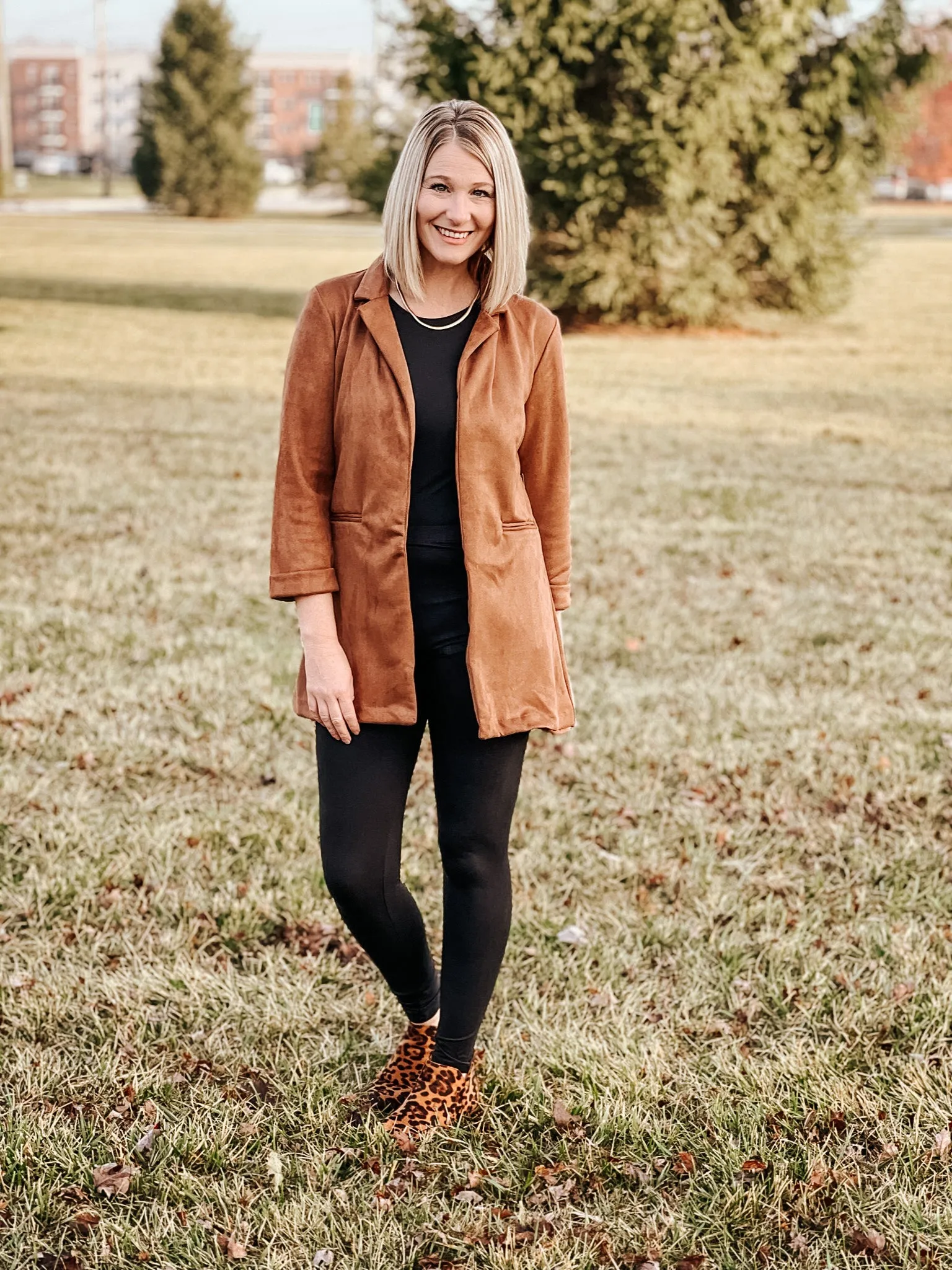 Suede Long Blazer