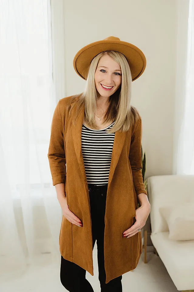 Suede Long Blazer