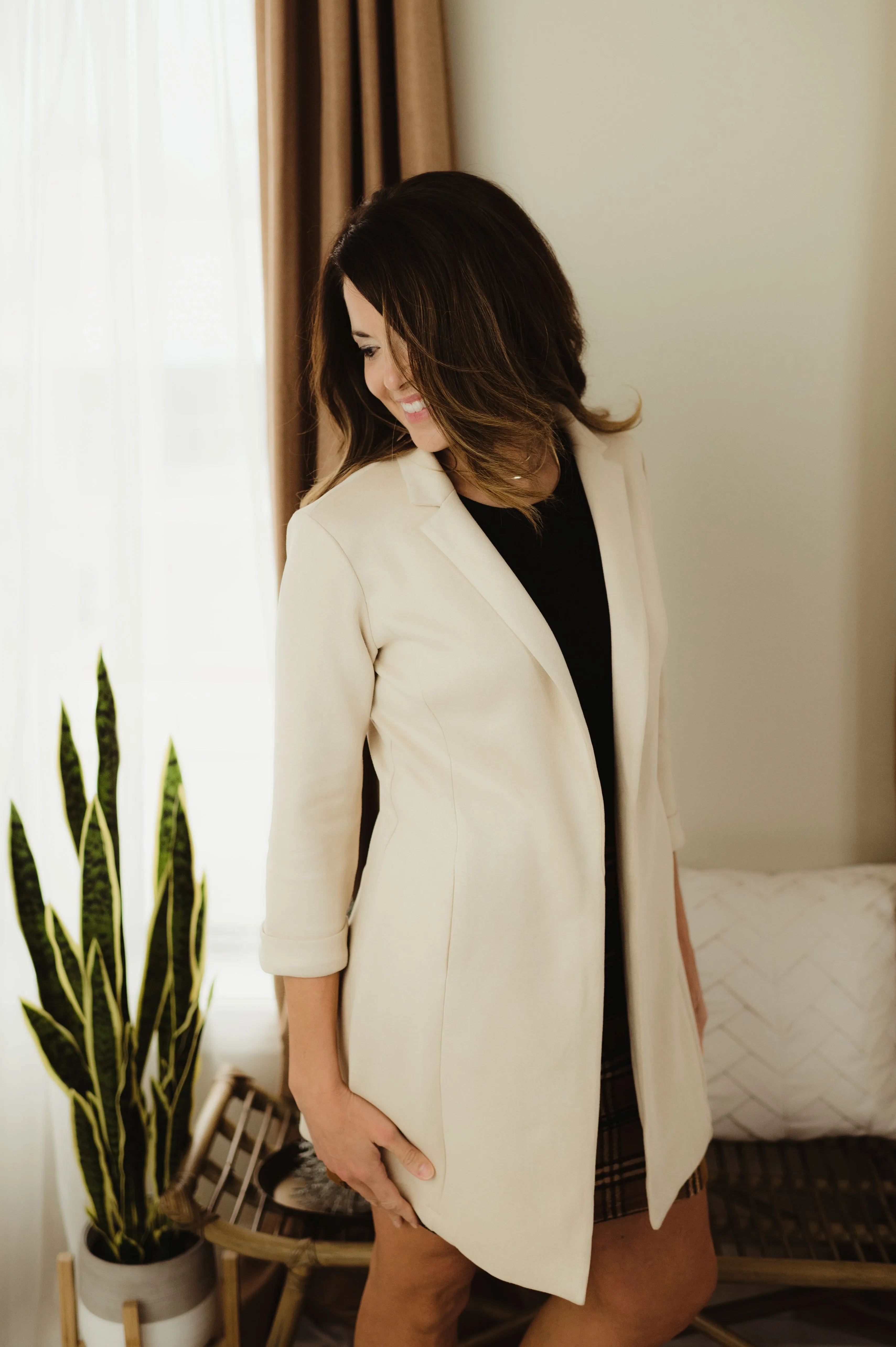 Suede Long Blazer