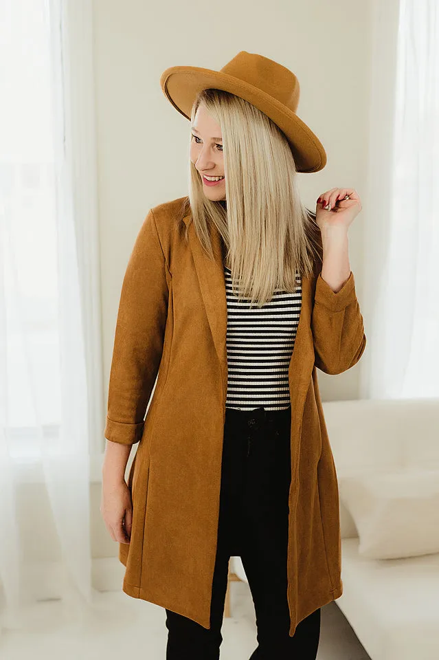 Suede Long Blazer