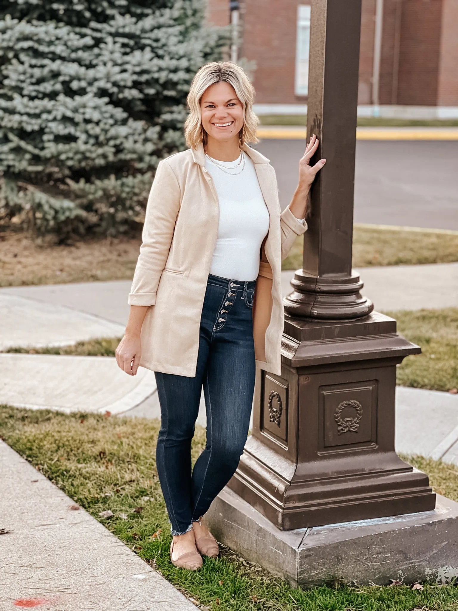 Suede Long Blazer