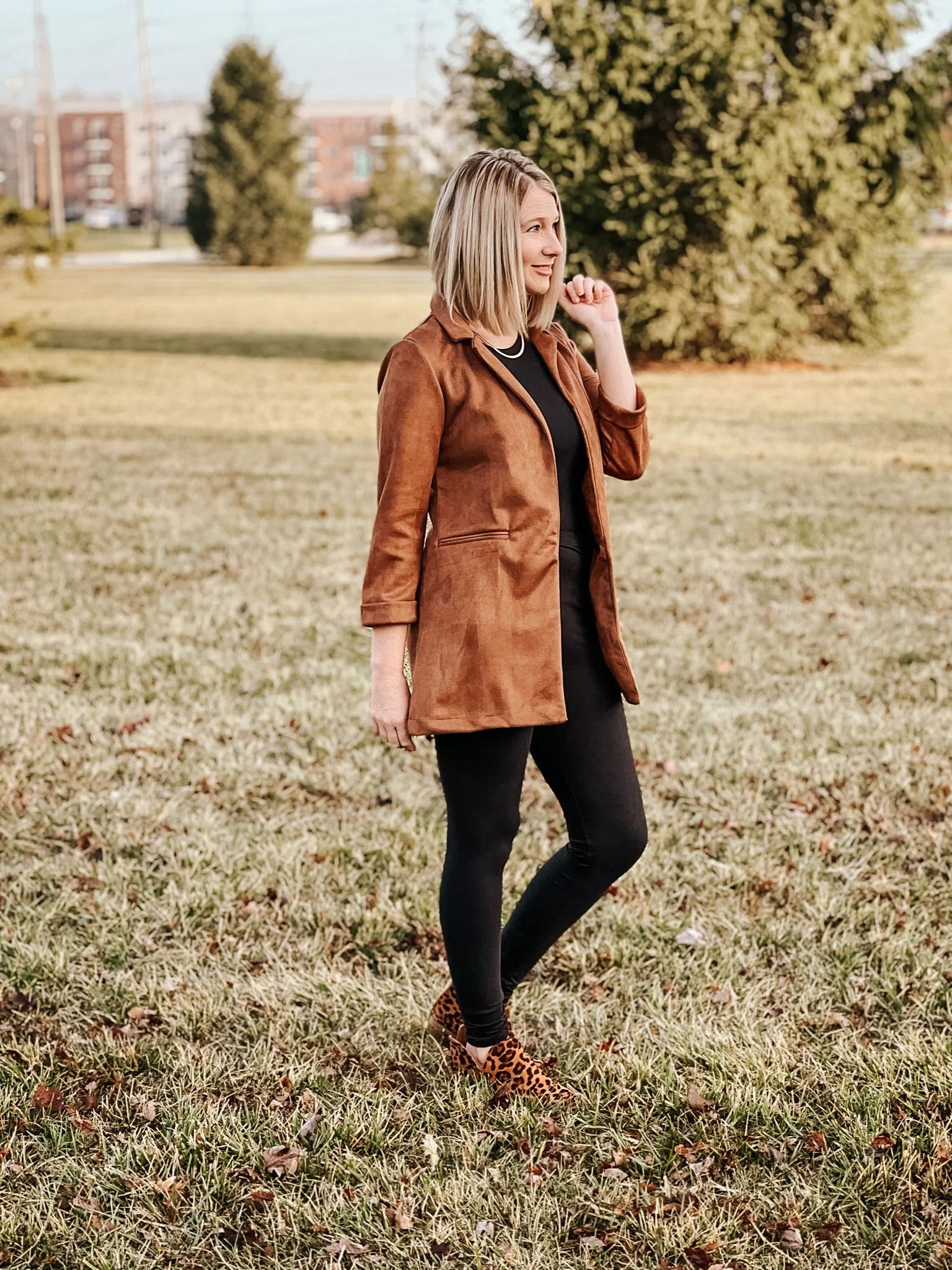 Suede Long Blazer