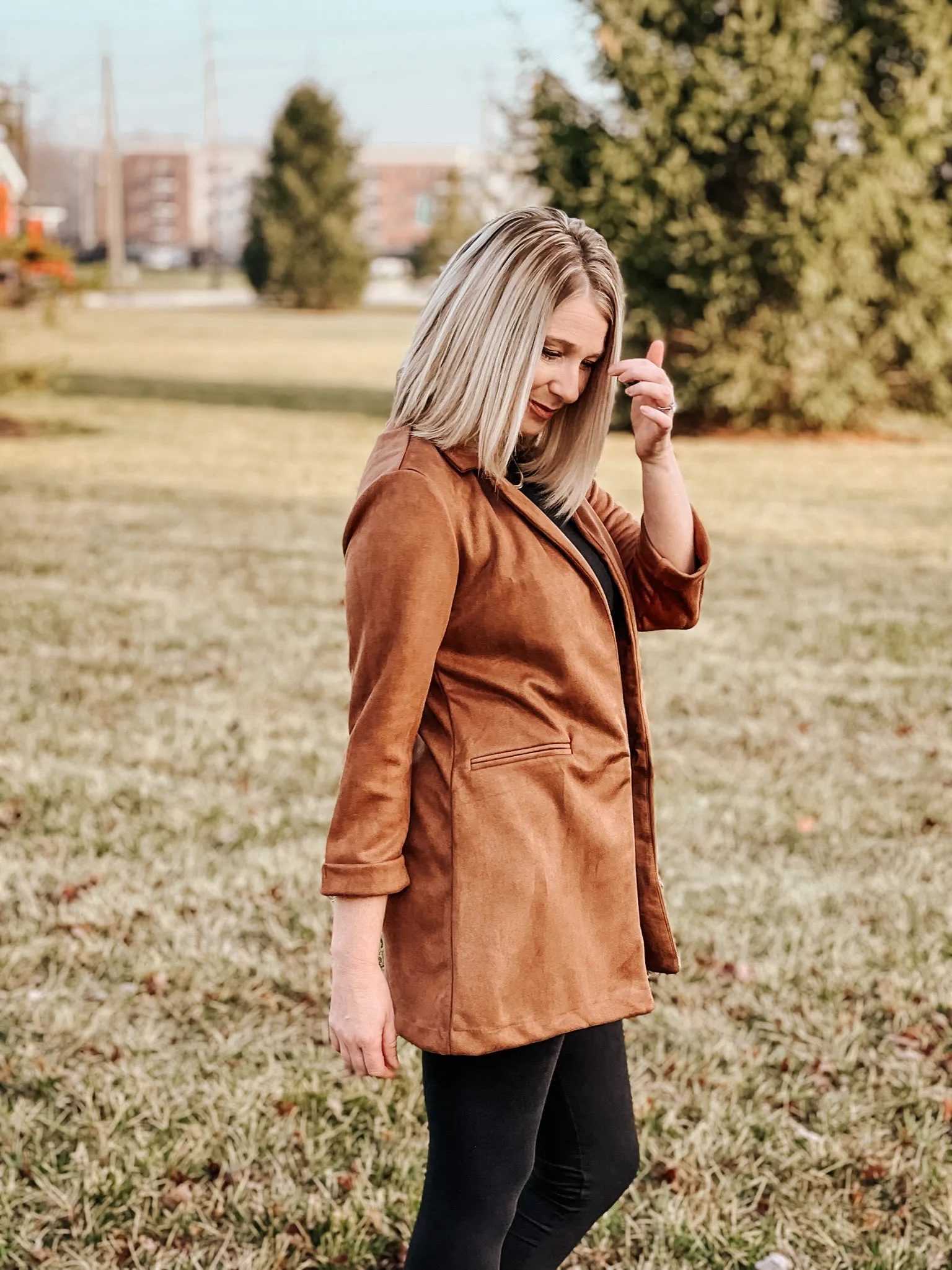 Suede Long Blazer