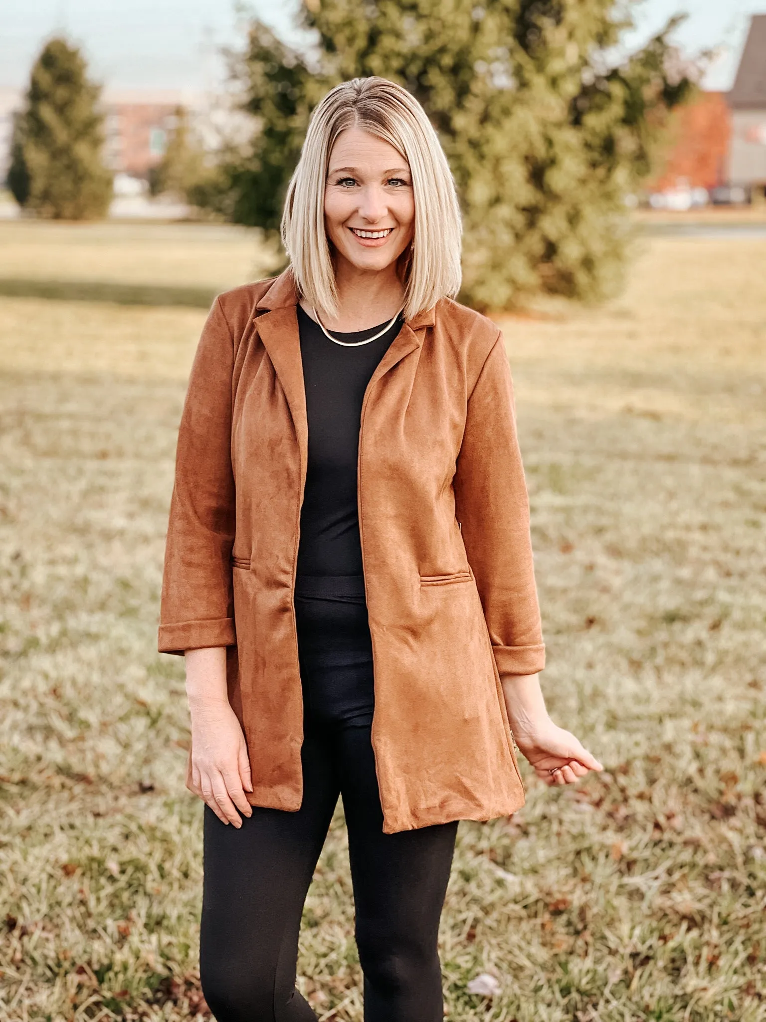 Suede Long Blazer