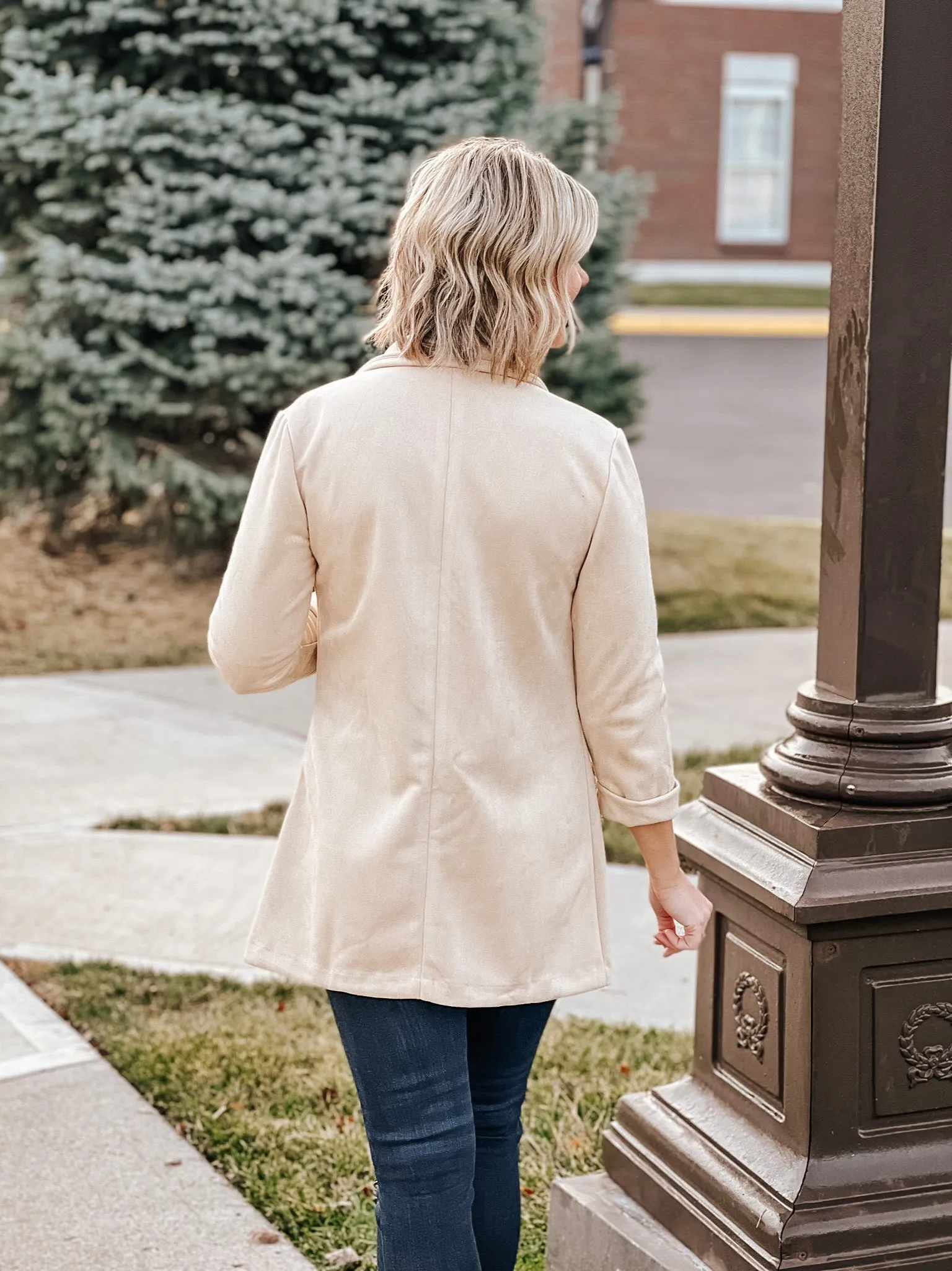 Suede Long Blazer