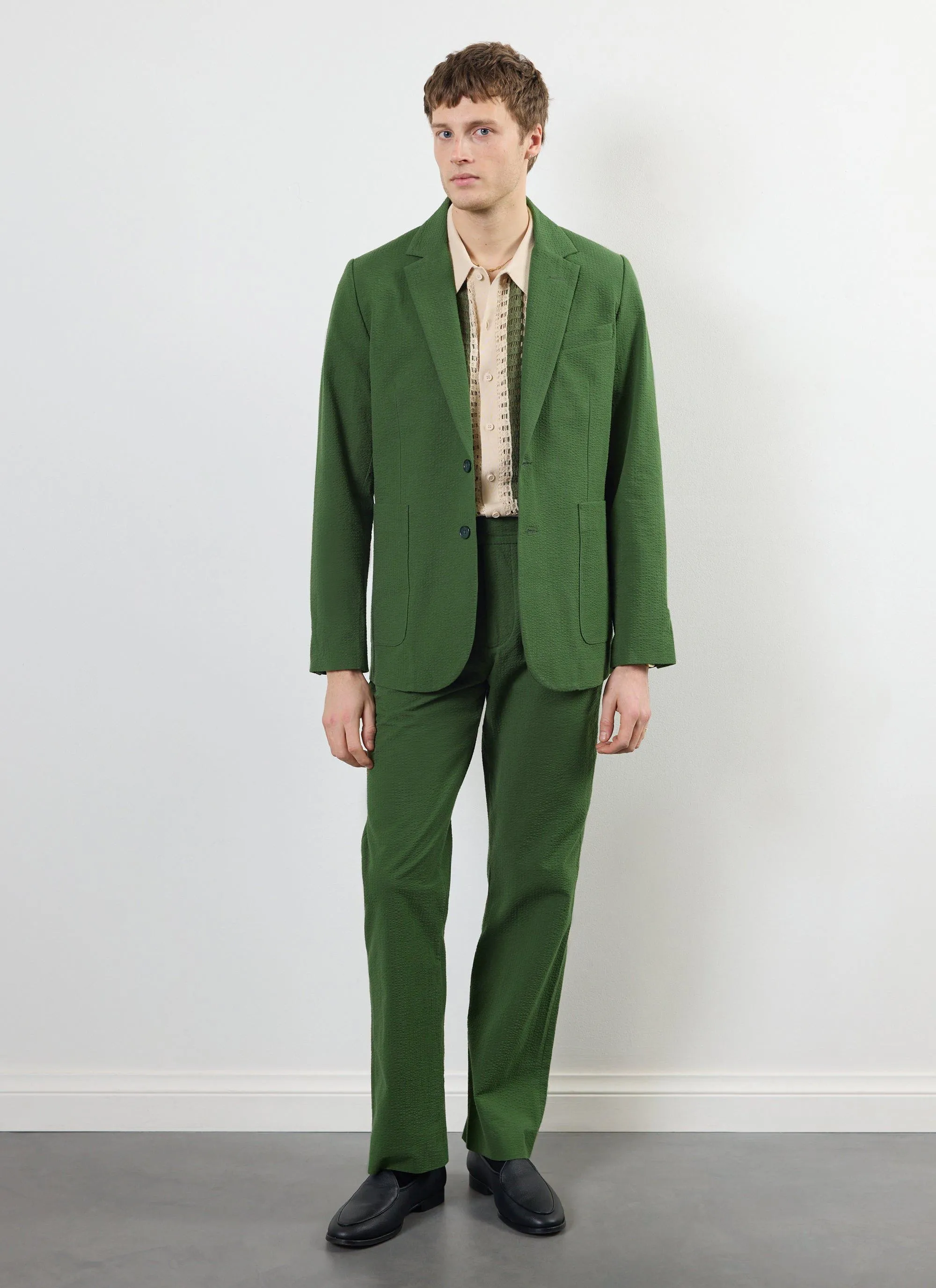 Tailored Seersucker Trousers | Forest