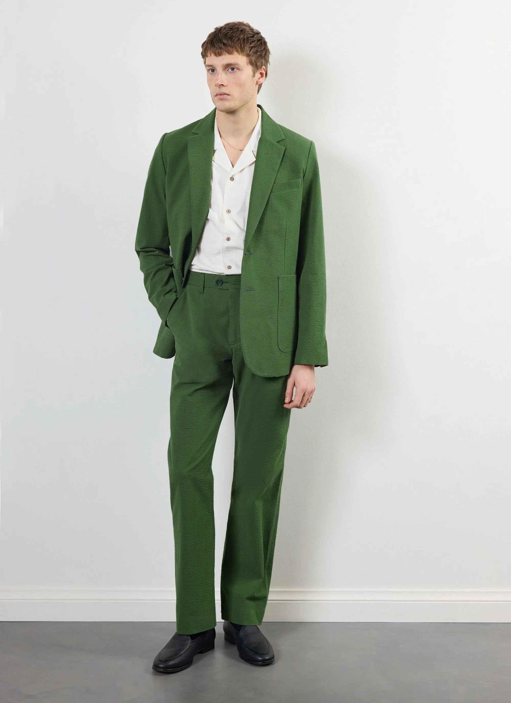 Tailored Seersucker Trousers | Forest