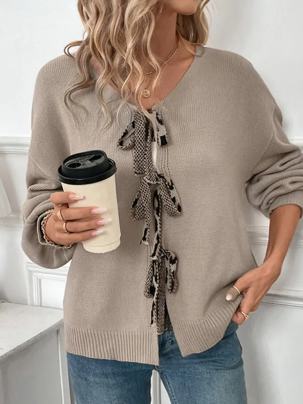 Trendy Oversized Sweater with Leopard Heart Patch