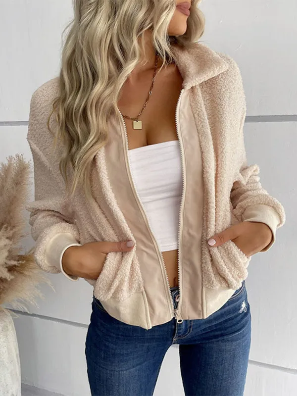 Trendy Zipper Luxe Fur Cardigan: Women's Winter Plush Sweater