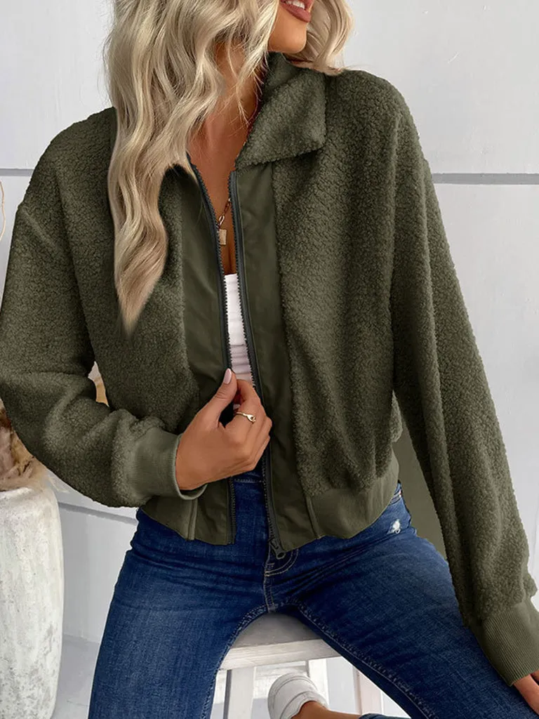 Trendy Zipper Luxe Fur Cardigan: Women's Winter Plush Sweater