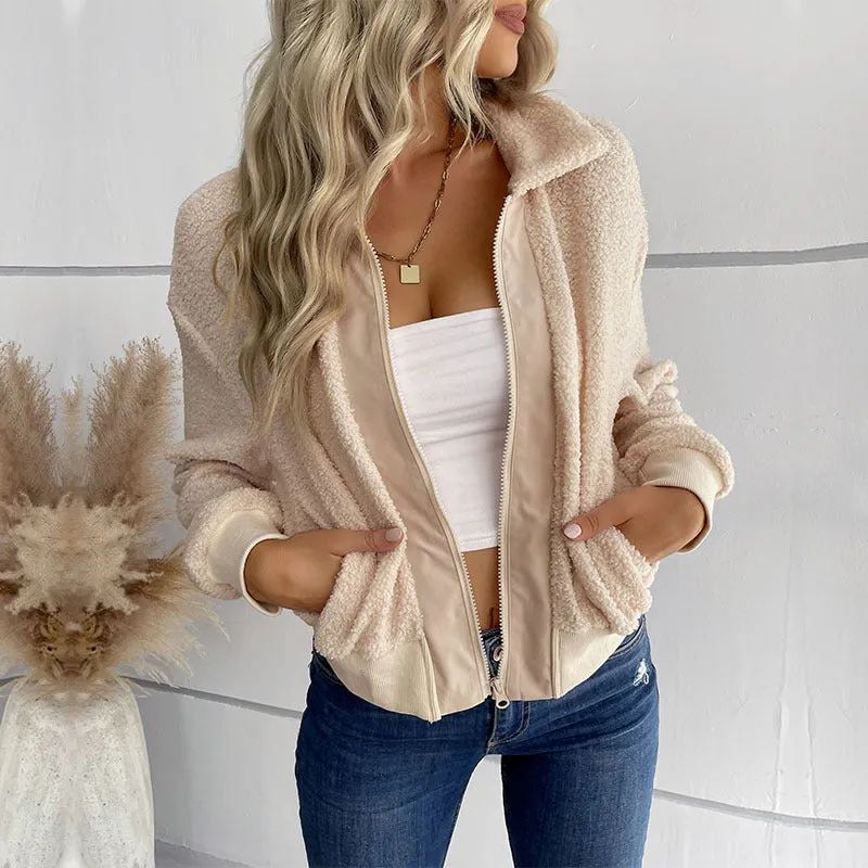 Trendy Zipper Luxe Fur Cardigan: Women's Winter Plush Sweater