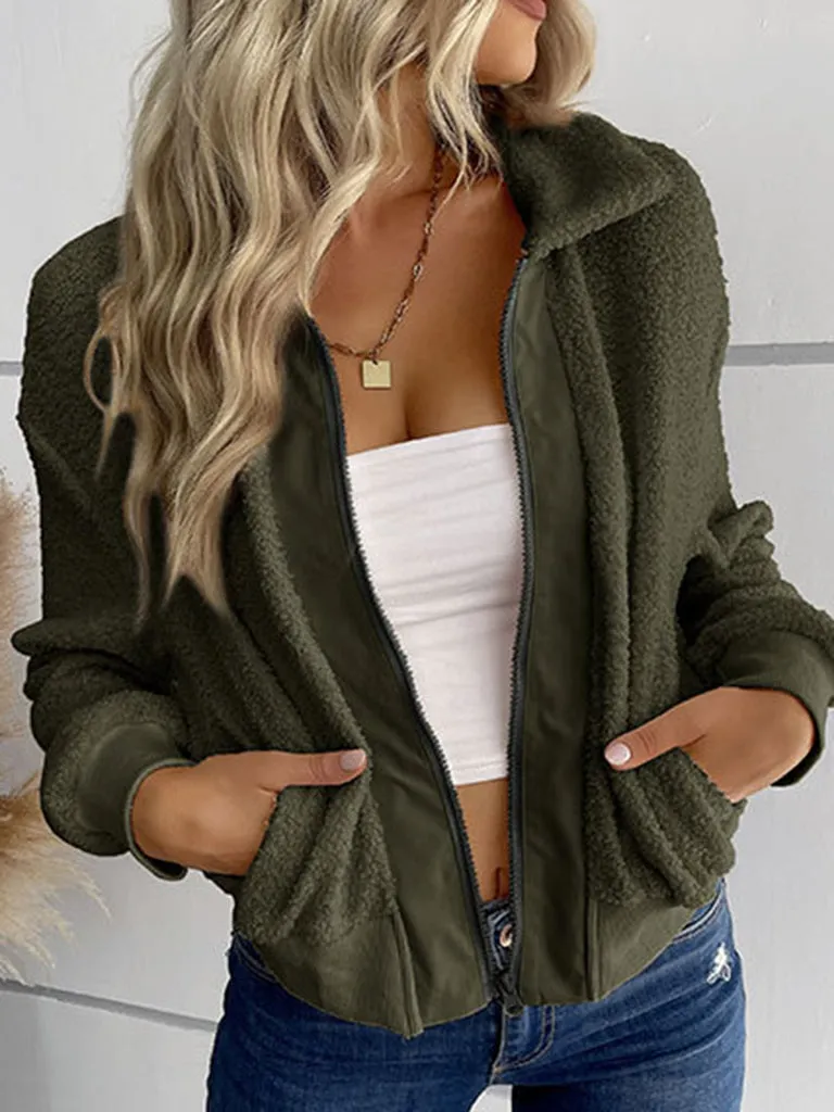 Trendy Zipper Luxe Fur Cardigan: Women's Winter Plush Sweater