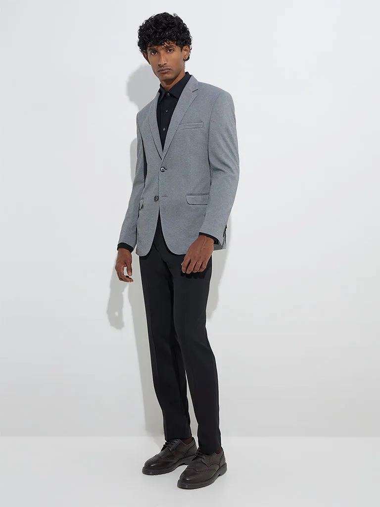 WES Formals Grey Single-Breasted Slim-Fit Blazer