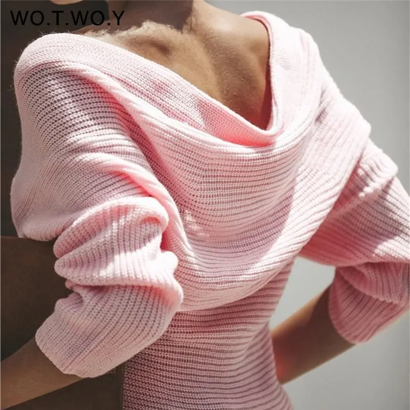 Women's Crossed V Neck Soft Knit Sweater Pullover